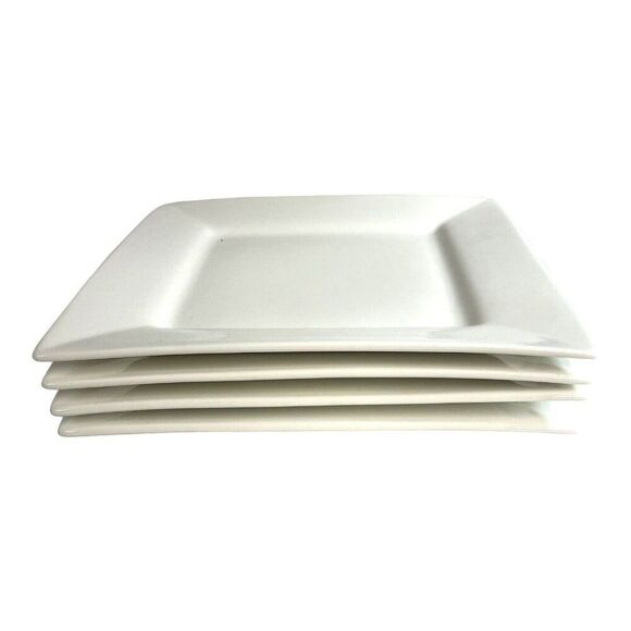 10 Strawberry Street 11.5” Square Dinner Plate Nova White Pattern Set Of 4 Lot - Picture 1 of 7